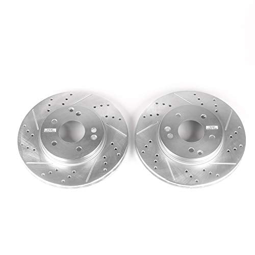 Power Stop Front Drilled & Slotted Rotor Pair For Mercedes C230, Mercedes C230, Mercedes C240, Mercedes C280, Mercedes E300, Mercedes SL [Model Specific] EBR859XPR