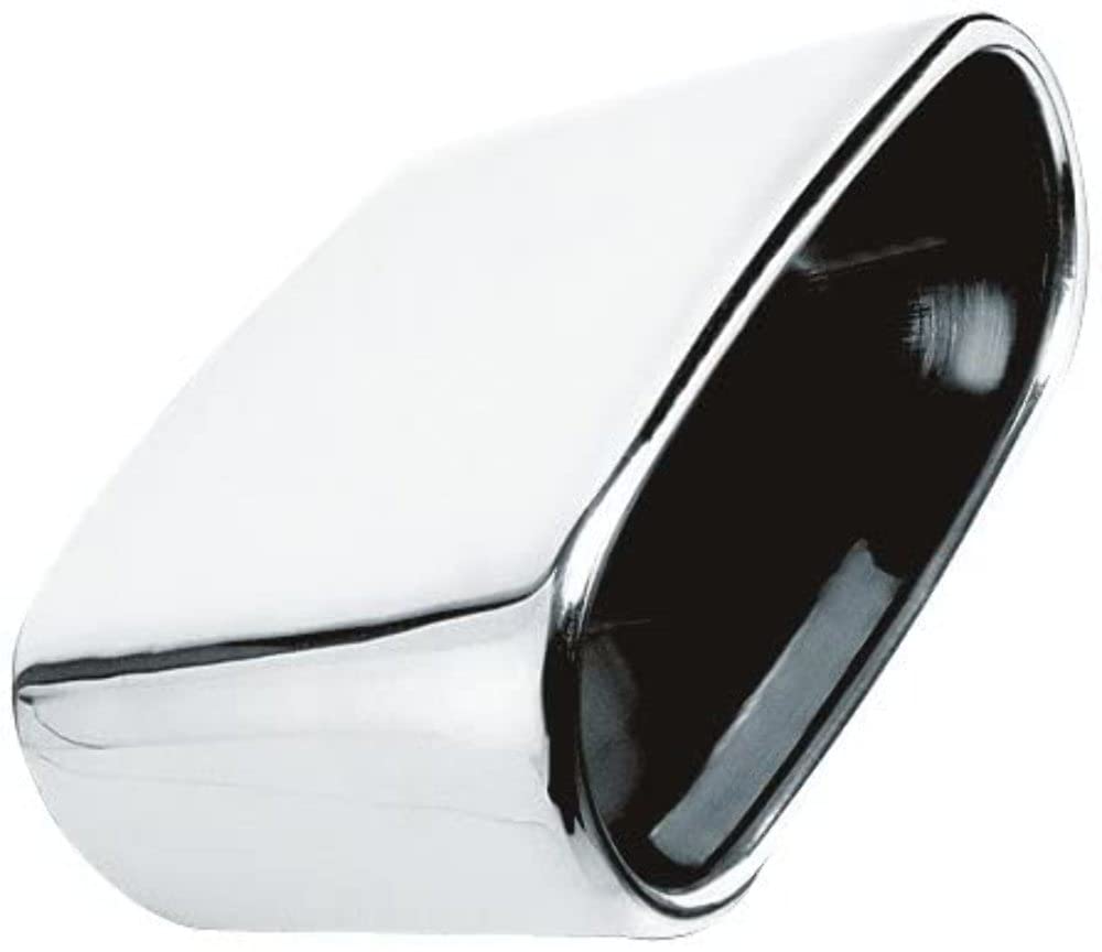 BORLA Exhaust Tip 20243 - 1.75" Dual Inlet - 6.69" x 3" Single Rectangle Rolled-Edge Angle-Cut Outlet - 5.63" Long Tip. Weld On Mounting Method.