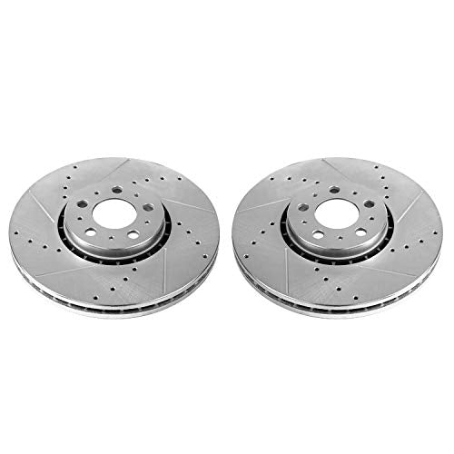 Power Stop Front EBR1285XPR Drilled & Slotted Rotor Pair For Volvo XC90 2003-2014/Volvo XC90 2003-2014