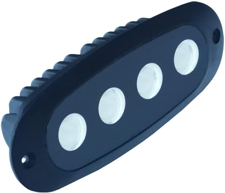 T-H Marine LED Spreader Light Oval Recessed Mount – Super Bright 4-Element Flood Deck Light for T-Top Enclosures – Powder Coated Aluminum Marine Deck Light – Black, 5.875" x 1.75" x 1.625"