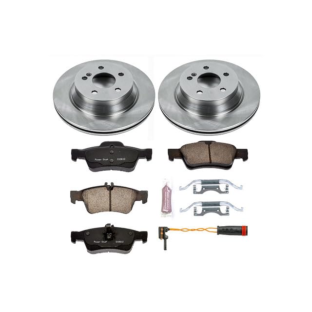 Power Stop Rear KOE5322 Replacement Brake Kit-OE Brake Rotors & Ceramic Brake Pads and 2 Rear Sensor Wires