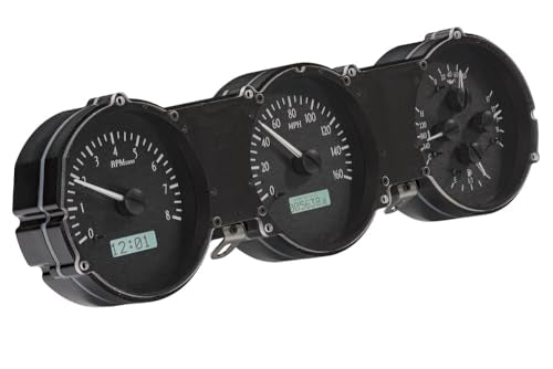 Dakota Digital VHX-62F-FAR-K-W Dash Gauge System Analog Compatible with 1962-63 Ford Fairlane, Black Alloy Style, White Backlighting