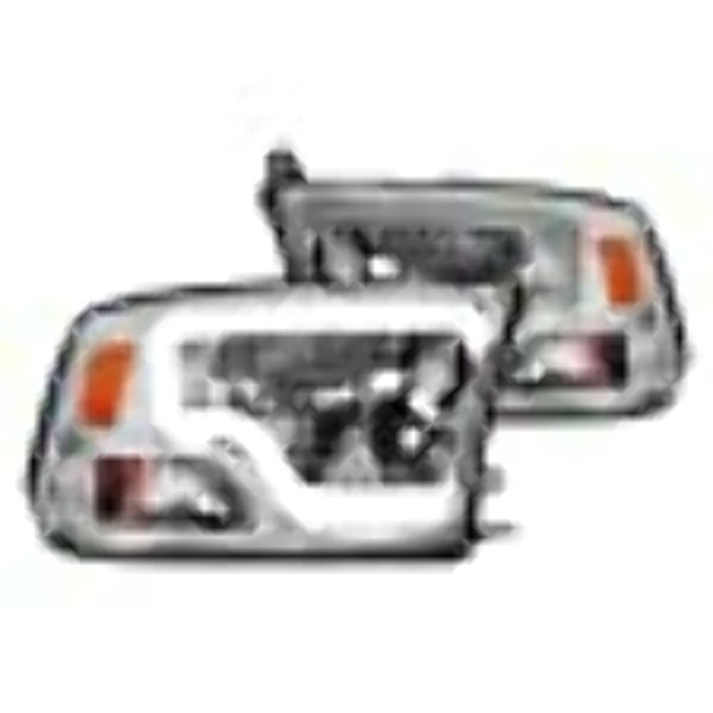 2009-2020 Dodge Ram 1500 Full LED Square Projector Headlights w/Chrome Housing ANZO (111540) Chrome Amber