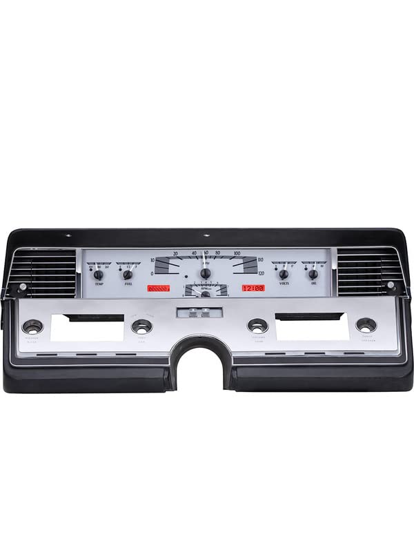 VHX-66L-S-R Dakota Digital Compatible with 1966-69 Lincoln Continental VHX Analog Gauge System Silver Alloy Red Backlighting