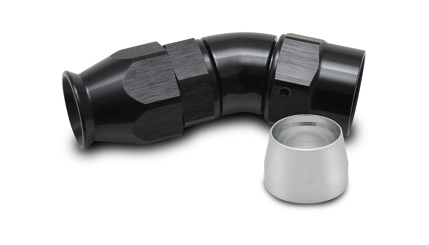28312 Vibrant Power Fitting, Hose End, Full Flow, PTFE, 30 Degree, Reusable, 12AN Hose, 12AN Female Thread, Aluminum, Black Anodized, use with Vibrant 18000 series PTFE Lined Flex Hose, each