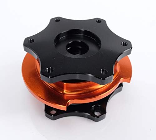 NRG Innovations SFI 42.1 Spec D shaped NRG-SRK-R200BK-OR Steering Wheel Quick Release Short Hub Adapter, 6x70mm Bolt Pattern Black Shinny Body/Orange Shinny Ring