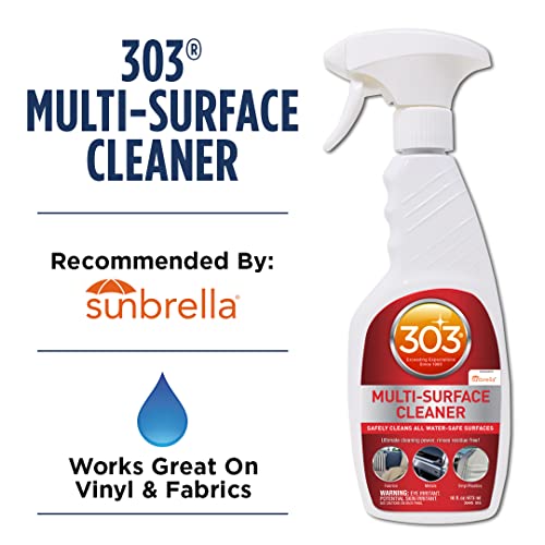 303 Cleaner Multi-Surface - Safely Cleans All Water Safe Surfaces - Ultimate Cleaning Power - Rinses Residue Free - Recommended By Sunbrella, 16 fl. oz. (30445CSR) Packaging May Vary