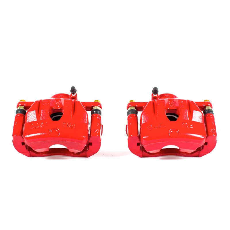 Power Stop S3248A Front Pair of High-Temp Red Powder Coated Calipers for Mazda RX-8 2004-2011 [Model Specific]