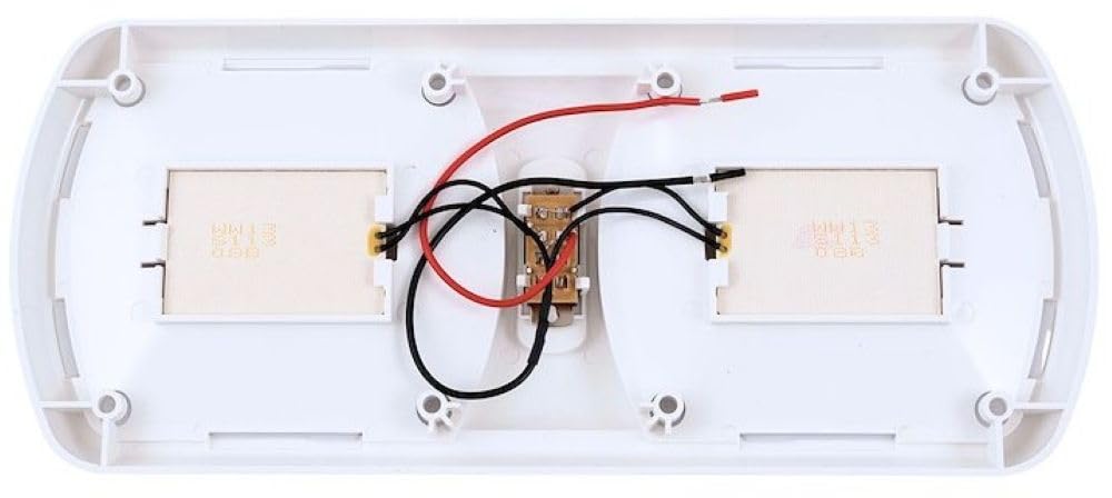 LED Ceiling Double Light Arcon 20714N – Euro-Style 12V Soft White Dome Fixture with White Lens, 11.56 x 4.95 Inch, 3-Position Switch, Compact Interior Lighting for RV, Camper, Trailer