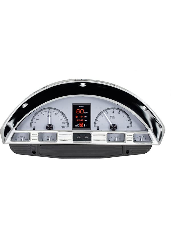 Dakota Digital HDX-56F-PU-S Dash Gauge System Compatible with 1956 Ford Pickup Truck Customizable Silver Alloy