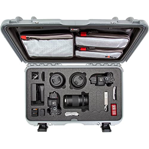 Nanuk 935 Media Series Wheeled Lightweight NK-7 Resin Waterproof Hard Case with Lid Organizer and Foam Insert for Canon and Nikon DSLR Cameras, Silver