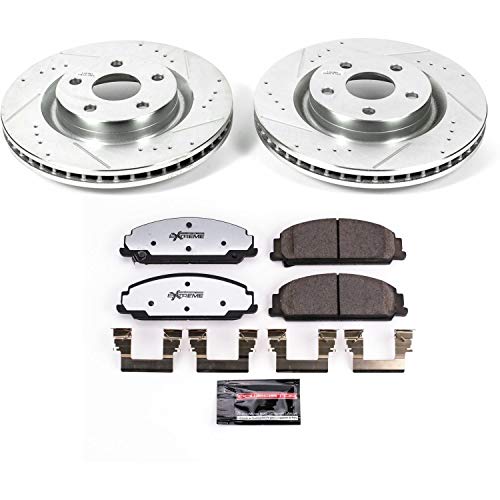 Power Stop K5529-26 Z26 Carbon Fiber Brake Pads with Drilled & Slotted Brake Rotors Kit For Pontiac G8 2008-2009 [Model Specific]