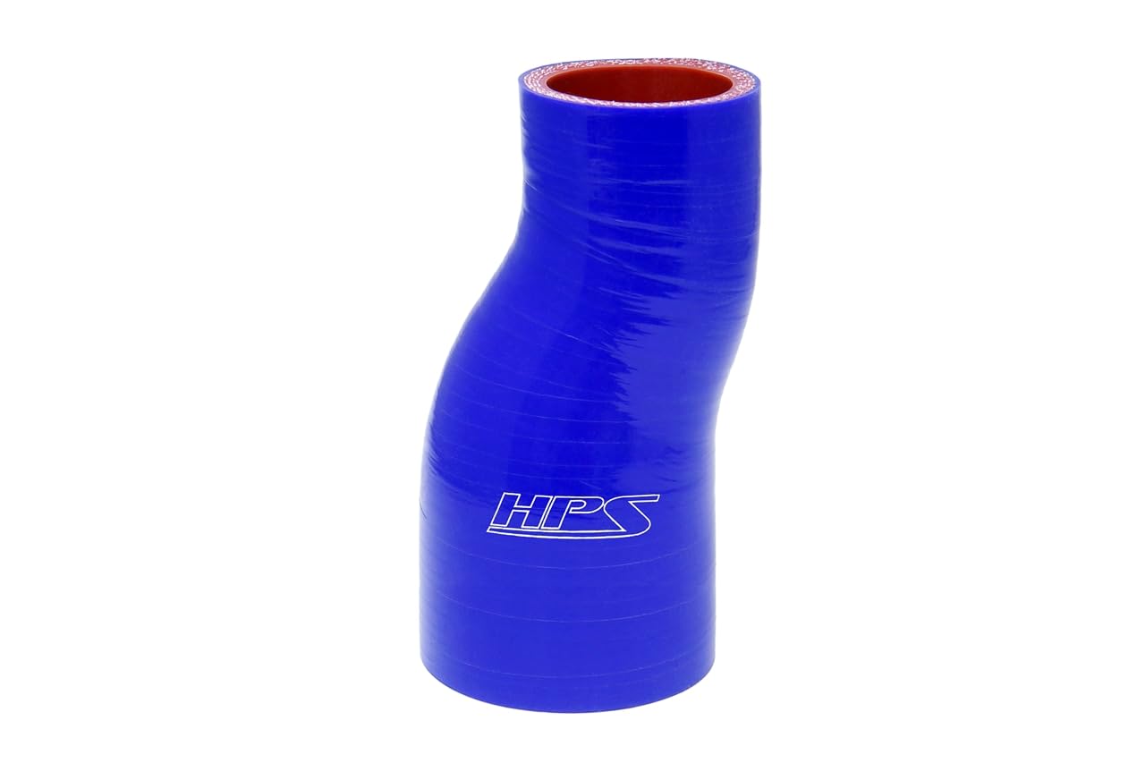 High Temperature HPS HTSOR-300-325-L6-BLUE 4-ply Polyester Silicone Offset Reducer Coupler Hose, 3" - 3-1/4" ID, 5 mm Wall Thickness, 6" Length, Blue