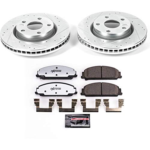 Power Stop K5526-26 Z26 Carbon Fiber Brake Pads Front with Drilled & Slotted Brake Rotors Kit For Pontiac G8 2008-2009 [Model Specific]