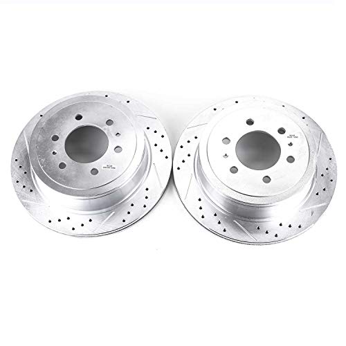 Power Stop Rear AR8598XPR Drilled & Slotted Rotor Pair For Ford F-150 2004-2011, Lincoln Mark LT 2006-2008 [Model Specific]