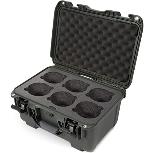 Waterproof Nanuk 918 Hard Case with Custom Foam Insert for 6 Lenses - Olive