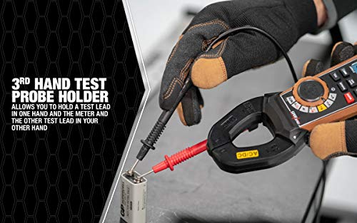Clamp Meter Southwire - True RMS Accuracy for Precise AC/DC Measurement - Built-In Voltage Tester - Third-Hand Probe Holder - CAT III 600V Safety Rated