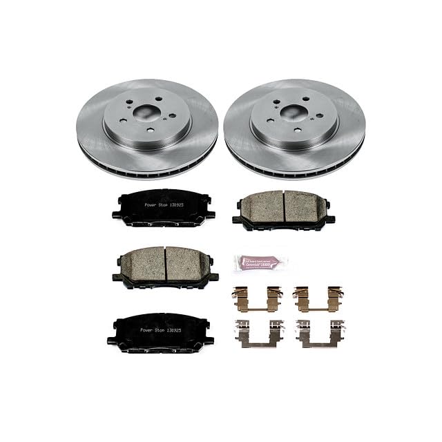 POWERSTOP Autospecialty KOE196 Front Replacement Brake Kit-OE Brake Rotors & Ceramic Brake Pads For Lexus RX330, Lexus RX350, Lexus RX400h, Toyota Highlander [Model Specific]