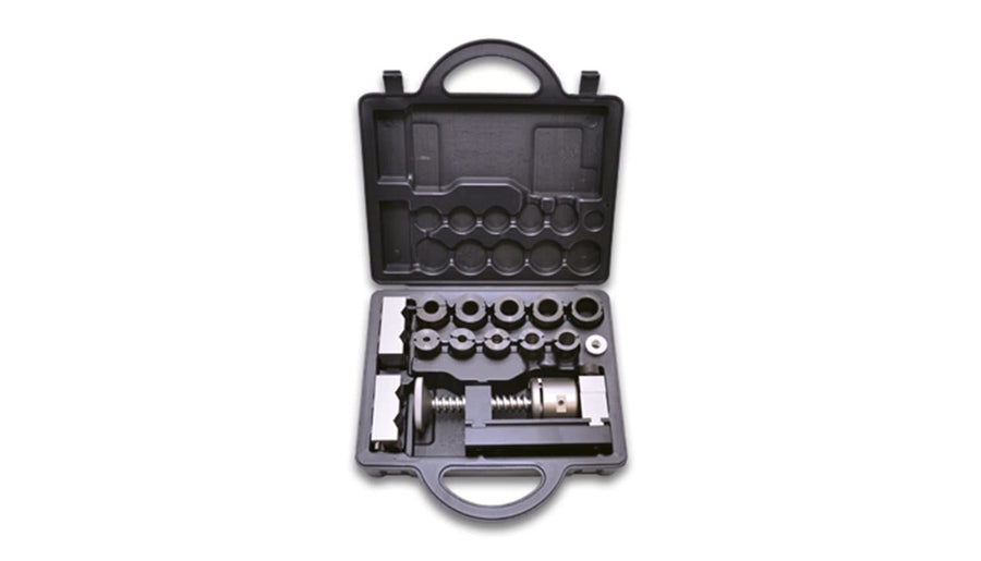 Hose End Fitting Installation Toolset Vibrant Power 2992, includes jigs for sizes -4 AN through -12 AN, includes storage case, kit