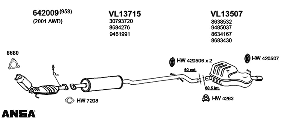 Exhaust Muffler Assembly New for V70 XC70