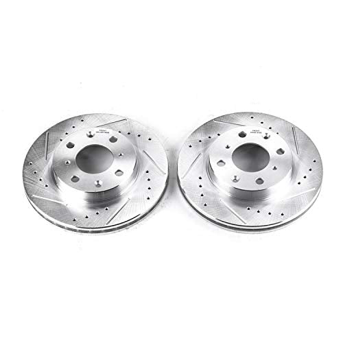 Power Stop Front JBR525XPR Drilled & Slotted Evolution Rotor Pair For Honda CRX 1990-1991, Honda Civic 1990-2000, Honda Civic del Sol 1993-1997 [Model Specific]