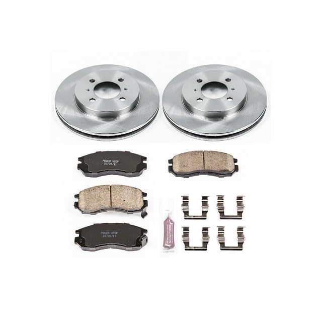 POWERSTOP Autospecialty KOE1214 Front Replacement Brake Kit-OE Brake Rotors & Ceramic Brake Pads For Mitsubishi Mirage 1998-2002 [Model Specific]