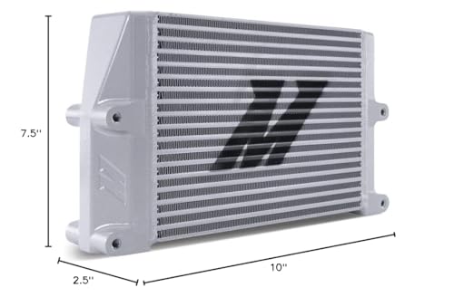 Mishimoto Universal Heavy-Duty Bar-and-Plate Oil Cooler, MMOC-SSO-10SL, 10" Core, Same-Side Outlets, Silver