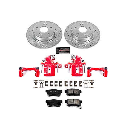 Power Stop Z23 KC3128A Evolution Sport Rear Caliper Brake Kit- Brake Rotor, Carbon-Fiber Ceramic Brake Pads and Brake Caliper For Acura ILX 2016-2018 [Model Specific]
