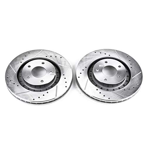 Power Stop Front JBR785XPR Drilled & Slotted Rotor Pair For Dodge Stealth 1994-1996, Mitsubishi 3000GT 1993-1999 [Model Specific]