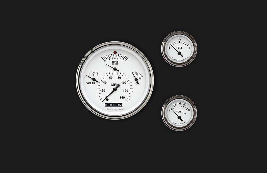 TE01WSLC Classic Instruments Tetra 6 Gauge White - GM