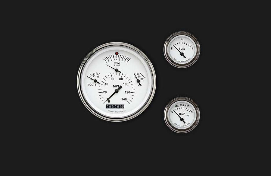 TE01WSLC Classic Instruments Tetra 6 Gauge White - GM