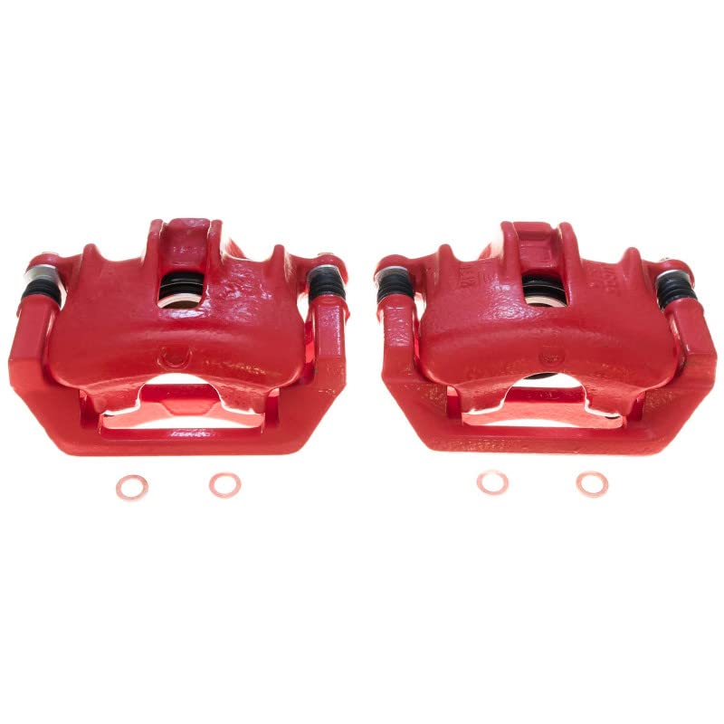 Power Stop Pair of High-Temp Red Powder Coated Calipers Rear For Land Rover Discovery 1999-2004, Land Rover Range Rover 1999-2002 [Model Specific]