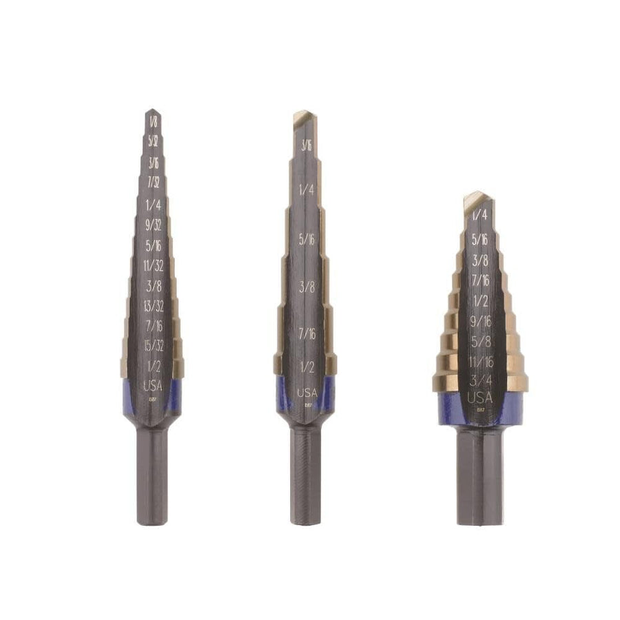 Cobalt Step Drill Bit Set, 1/8-3/4, 3 pc.