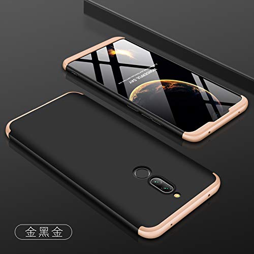 Xiaomi Redmi 8 Compatible PhoneCase(2019)+3D Screen protector tempered glass/Shell Ultra Thin Sturdy Cover Shockproof Bumper Protection Case Black+Gold