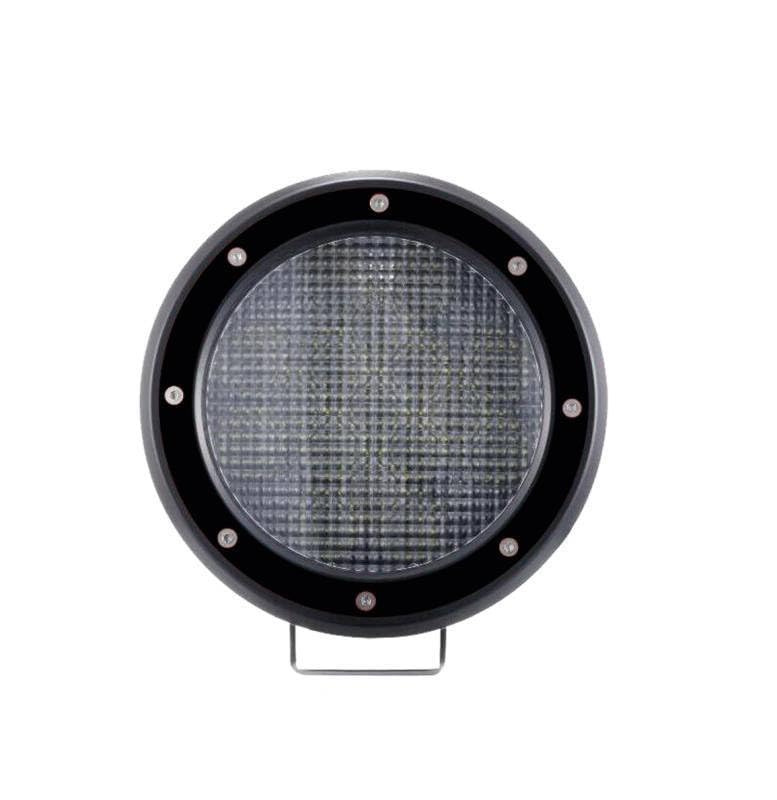 Grille Guard Kit Black Horse Modular Stainless Steel w/Pair of 5.3" Dia. LED Flood Lights w/Black Trim Rings Wiring Harness and Switch Compatible with 2003-2025 Chevrolet Express