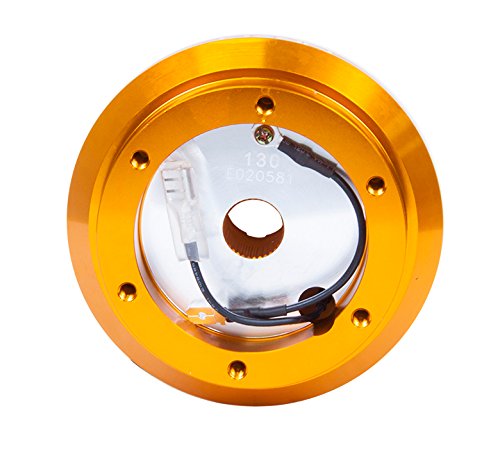 NRG Innovations Short Hub Racing Style Steering Wheel, Lockable Aluminum Steering Shaft, 6x70mm Bolt Pattern Quick Release Adapter Unit, Compatible With 94-02 Honda Accord, Rose Gold, NRG-SRK-130H-RG