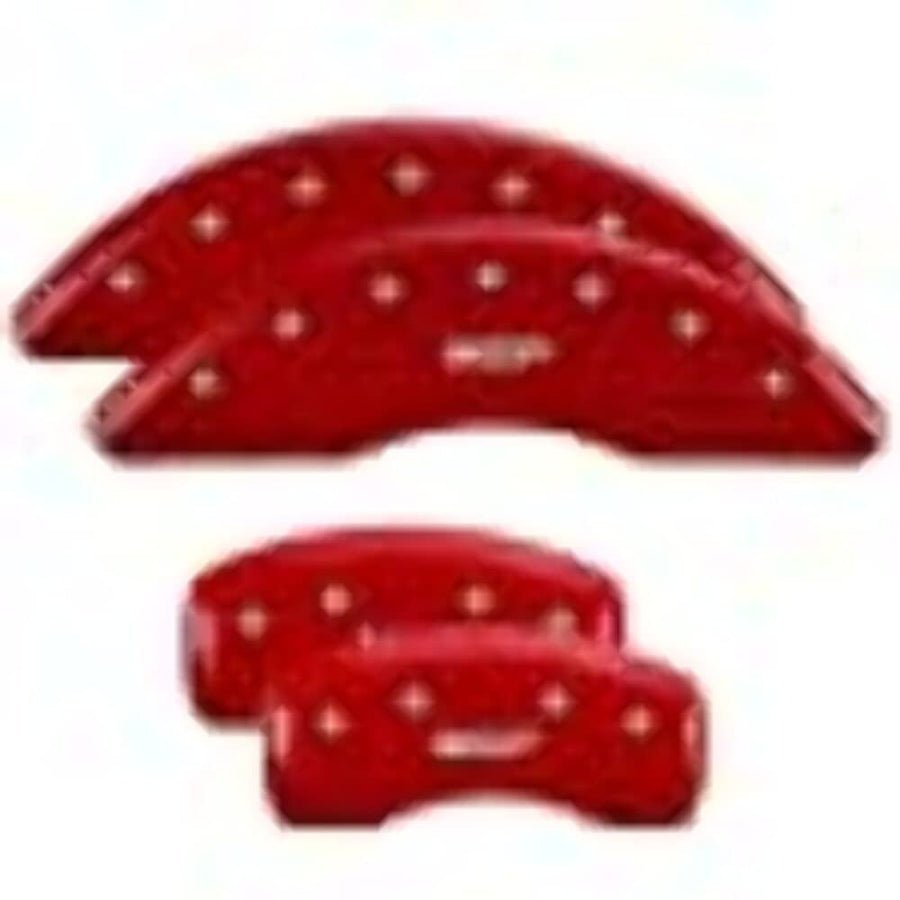 MGP 41114SMGPRD Caliper Covers Red Powder Coat Finish, Silver Characters, Set of 4