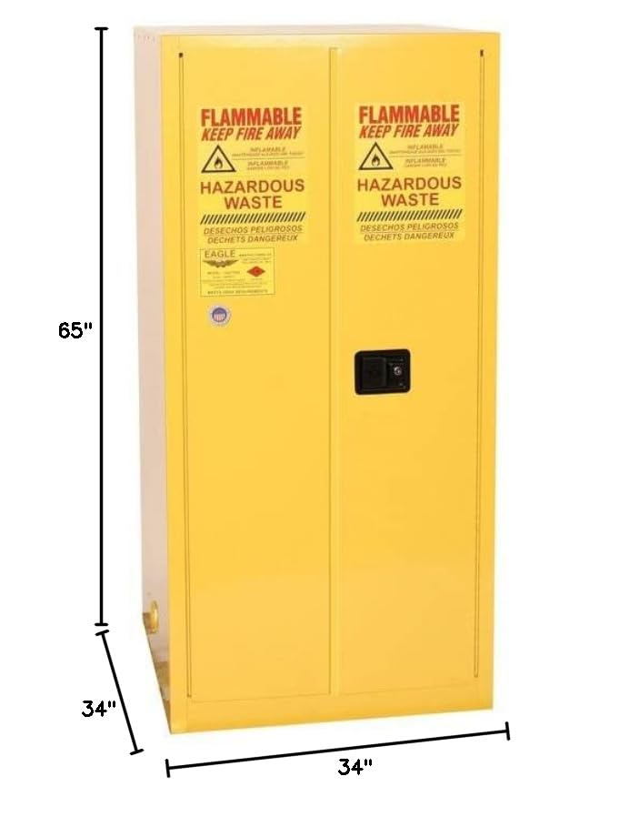 1 Drum, 55 Gallon, Vertical, 1 Shelf, 2 Door, Manual Close, Haz-Mat Safety Cabinet, Yellow - HAZ1926X
