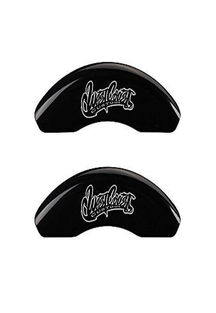 MGP Caliper Covers 'West Coast Customs Baseball' Logo Engraved Black Powder Coat Finish Front/Rear Caliper Cover, (Set of 4) 16223SWCCBK