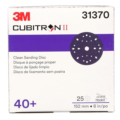 3M™ Cubitron™ II Clean Sanding Hookit™ Abrasive Disc, 31370, 6 in, 40+ grade, 25 discs per carton