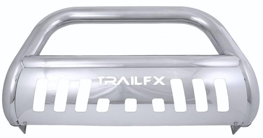 Bull Bar TrailFX B0033S Fits Chevrolet Silverado 1500 2007-2018 3 Inch Polished Stainless Steel with Skid Plate, Holes for Optional Lighting, 6.5 Inch Max Light/20 Inch Max Light Bar