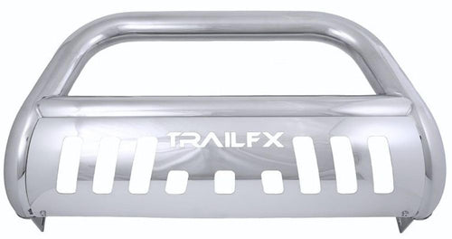 Bull Bar TrailFX B0033S Fits Chevrolet Silverado 1500 2007-2018 3 Inch Polished Stainless Steel with Skid Plate, Holes for Optional Lighting, 6.5 Inch Max Light/20 Inch Max Light Bar