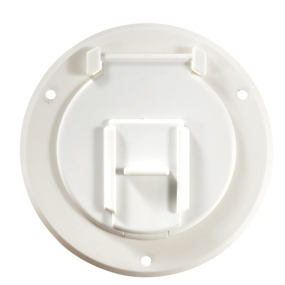 Round Electrical Cable Hatch RV Designer B120, Basic, Replaceable Lid, 4.3 inch Diameter, Polar White