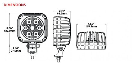 J.W. SPEAKER Model 832 1300181- 12-24V LED Auxiliary Light 4" x 4" Square with Flood Beam Pattern