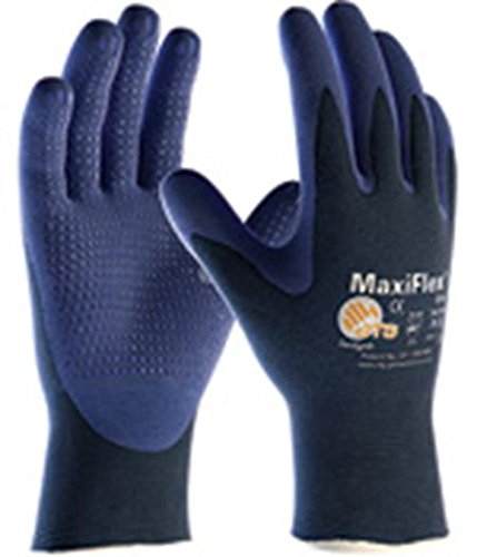 Maxiflex Elite ATG 34-244/L, 18G Blue Nylon, Nitrile Micro-Foam Grip W/Dots Blue L