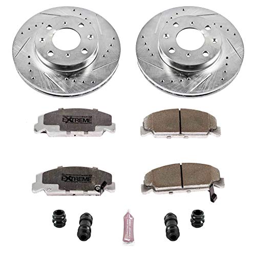 Power Stop K699-26 Z26 Carbon Fiber Brake Pads with Drilled & Slotted Brake Rotors Kit Front