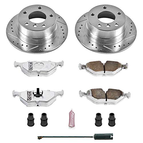 Power Stop K633-26 Z26 Carbon Fiber Brake Pads Rear with Drilled & Slotted Brake Rotors Kit For BMW Z3 1996-2002 [Model Specific]