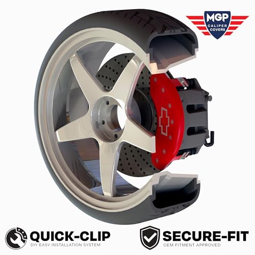 Brake Caliper Covers MGP for 2011-2025 Dodge Durango (Requires 17" Wheels or Larger) Yellow Powder-Coated Finish, Engraved Black DURANGO II Logo, Aluminum Front and Rear Caliper Covers (Set of 4)