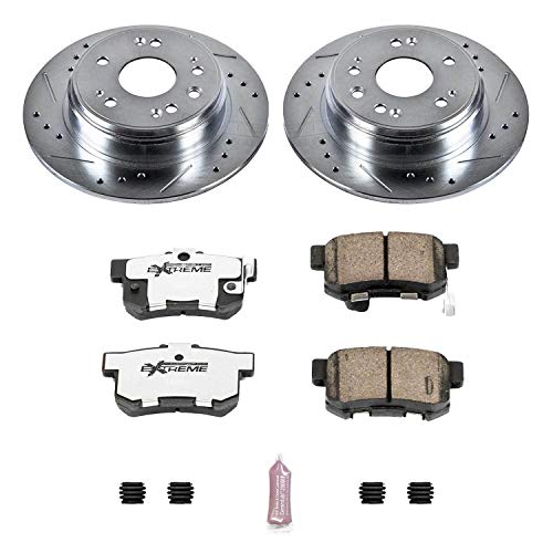 Power Stop K6172-26 Z26 Carbon Fiber Brake Pads with Drilled & Slotted Brake Rotors Kit For Honda CR-V 2002-2004 [Model Specific]