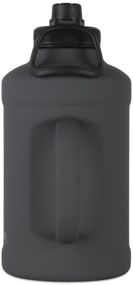 64oz Grizzly Water Bottle | Vacuum Insulated | Leak Resistant Lid | Stainless Steel | Heavy Duty Handle | For Gym Hiking Beach Sports Camping | Stealth Gray